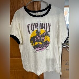 🚨NWT🚨 Cowboy Graphic Tee - Cream and Black